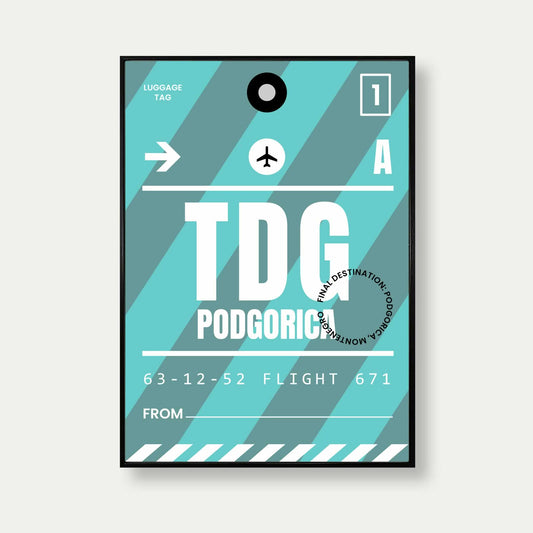 Podgorica Luggage Tag Travel Poster Print