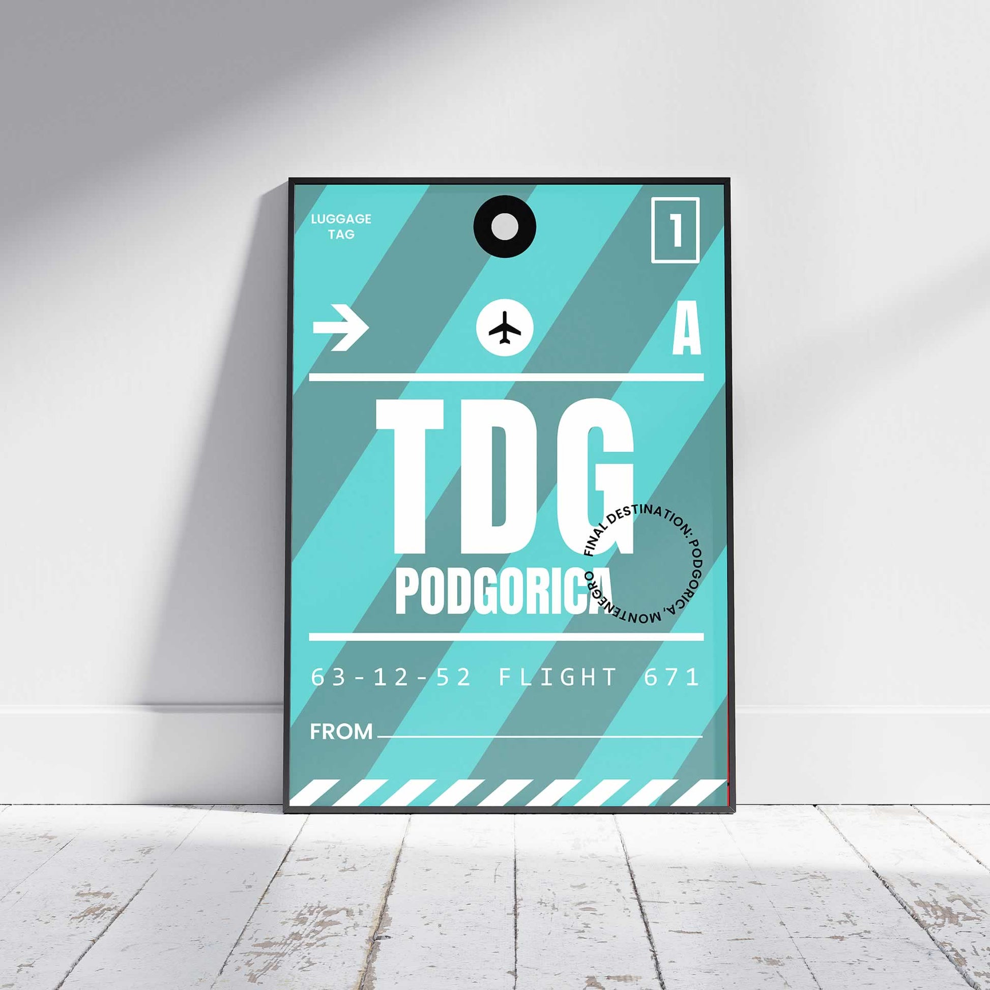 Podgorica Luggage Tag Travel Wall Art