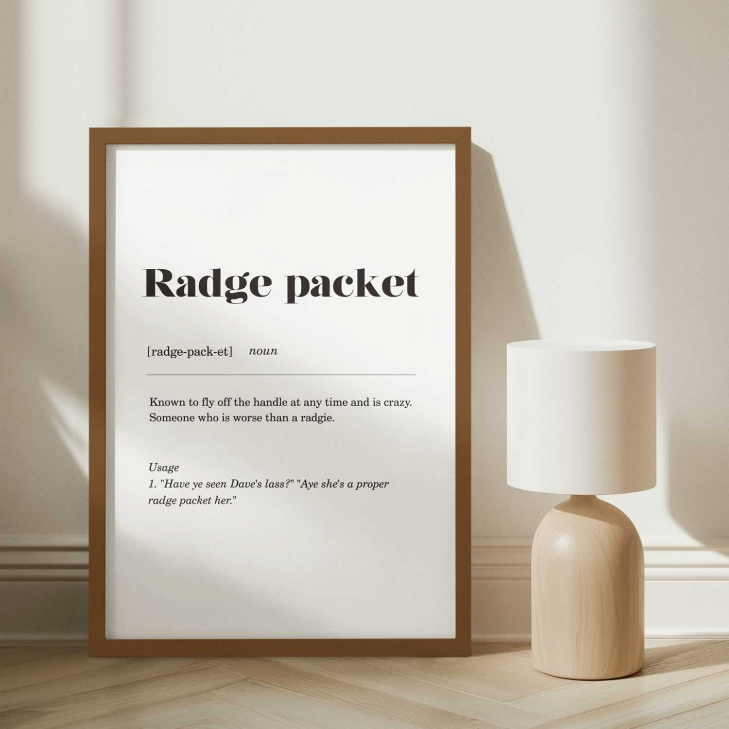 Radge Packet Geordie Slang Print