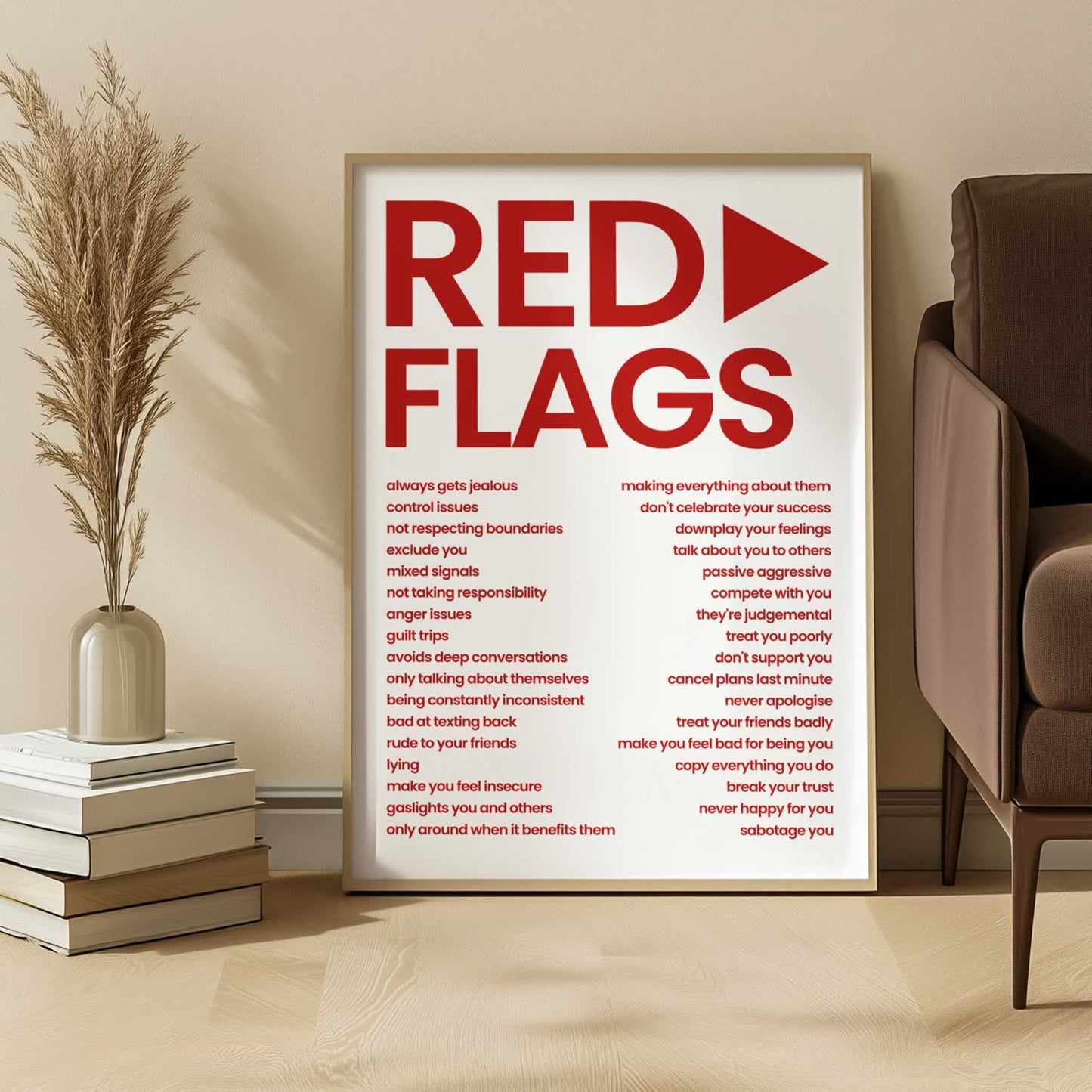 Red Flags In A Friendship Art For Your Wall