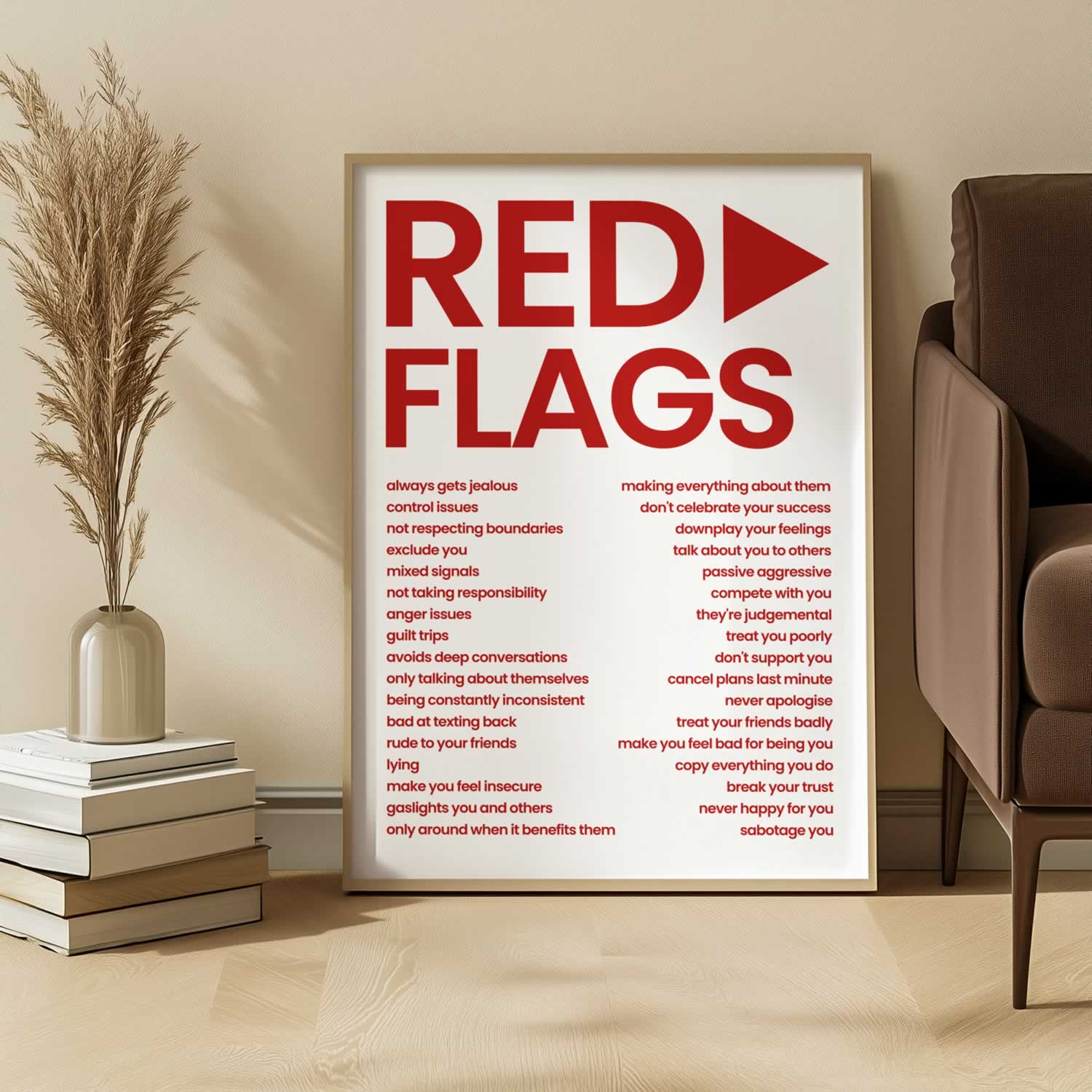 Red Flags In A Friendship Art For Your Wall