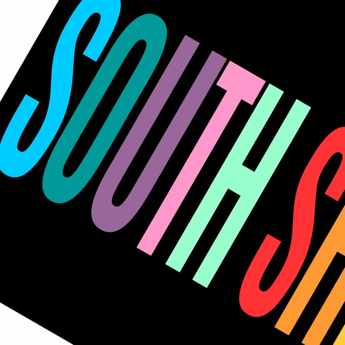 South Shields Colourful Typography Print Close Up