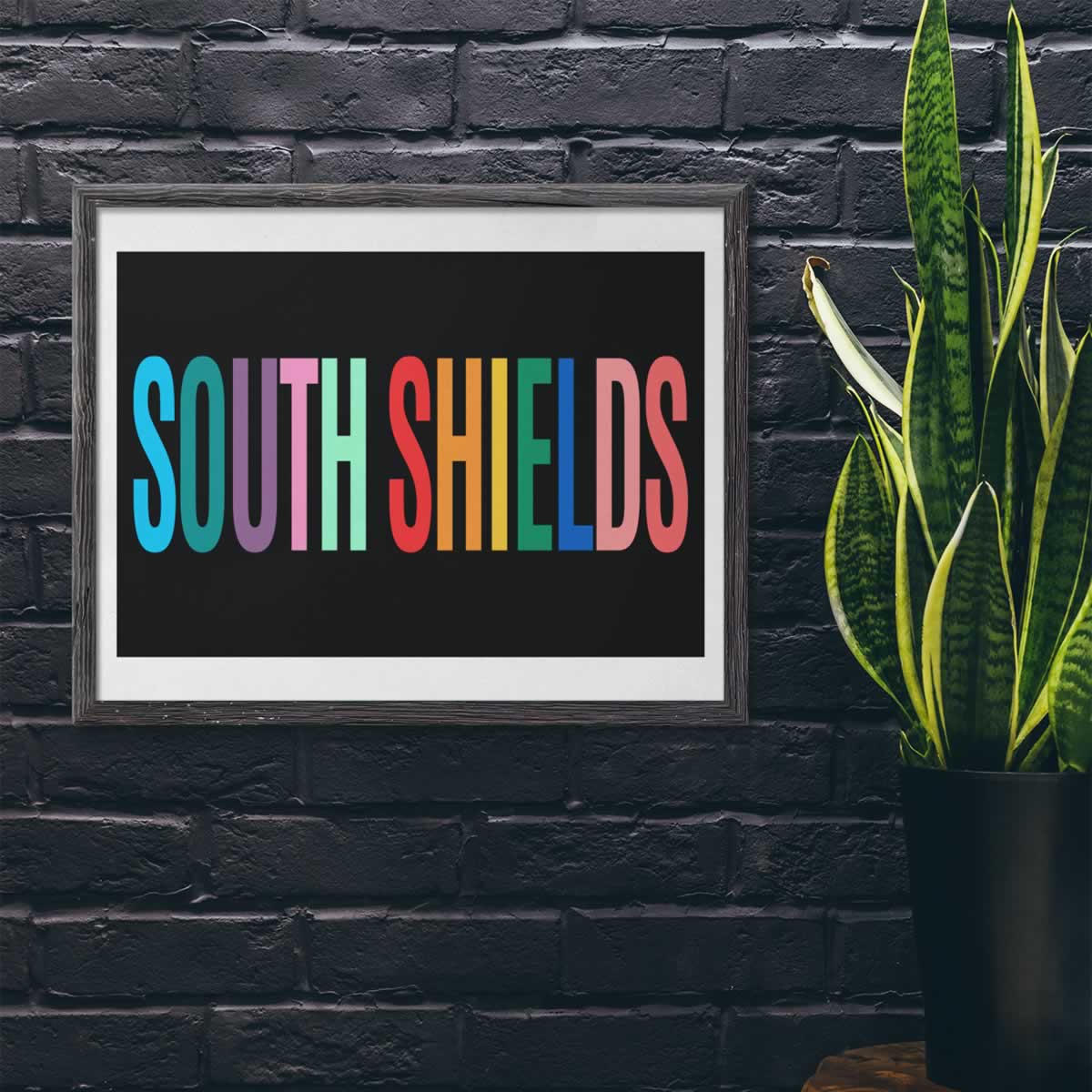 South Shields Colourful Typography Print On The Wall