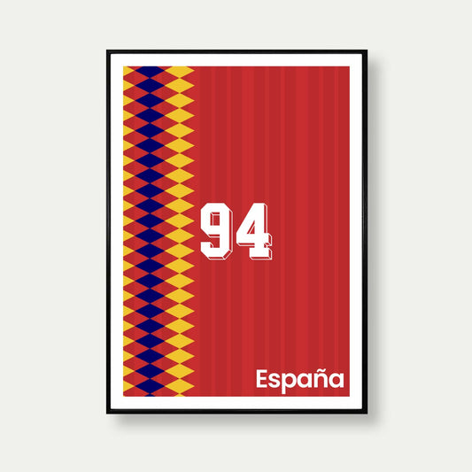 Spain 94 Football Poster In Red