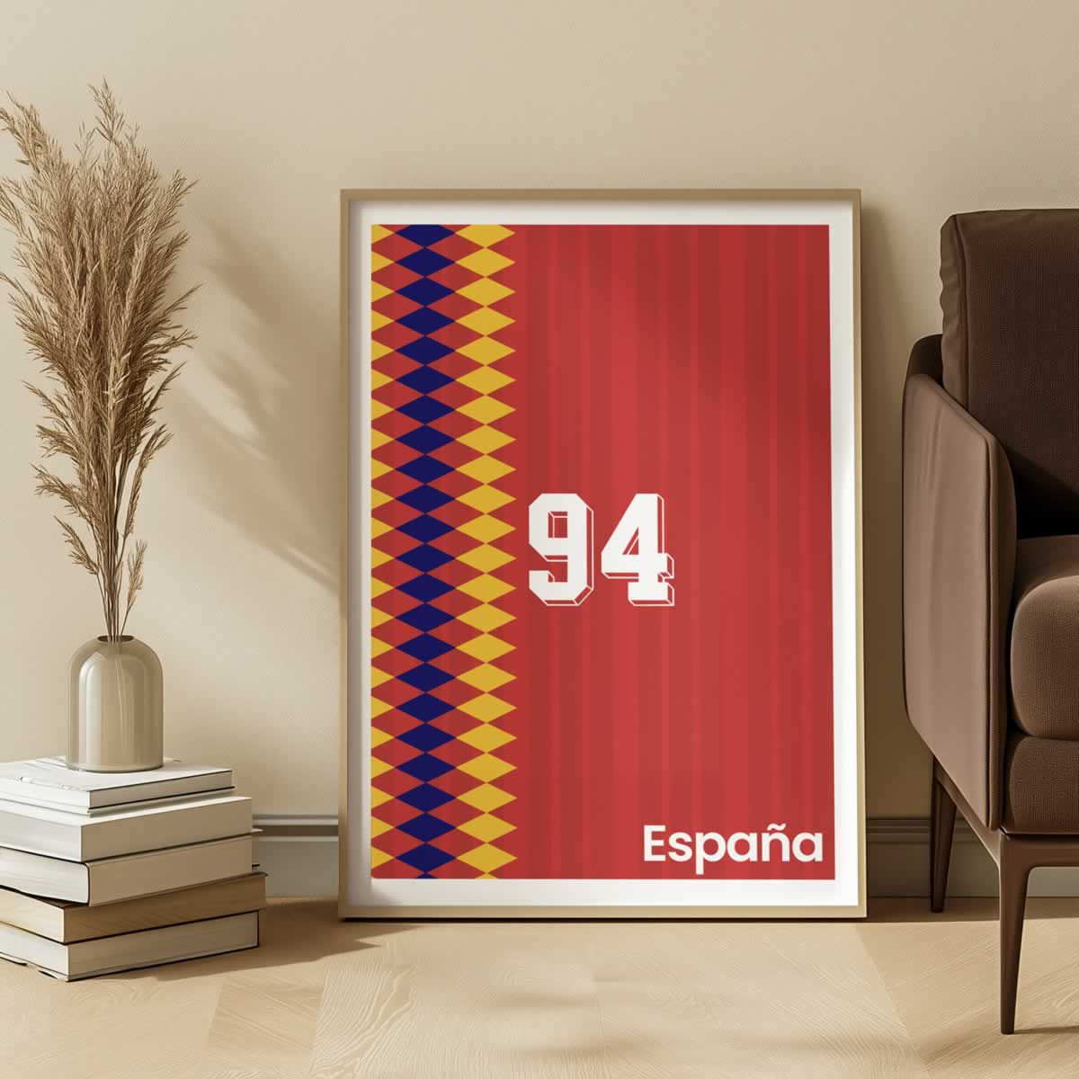 Spain 94 Retro Football Print In Red