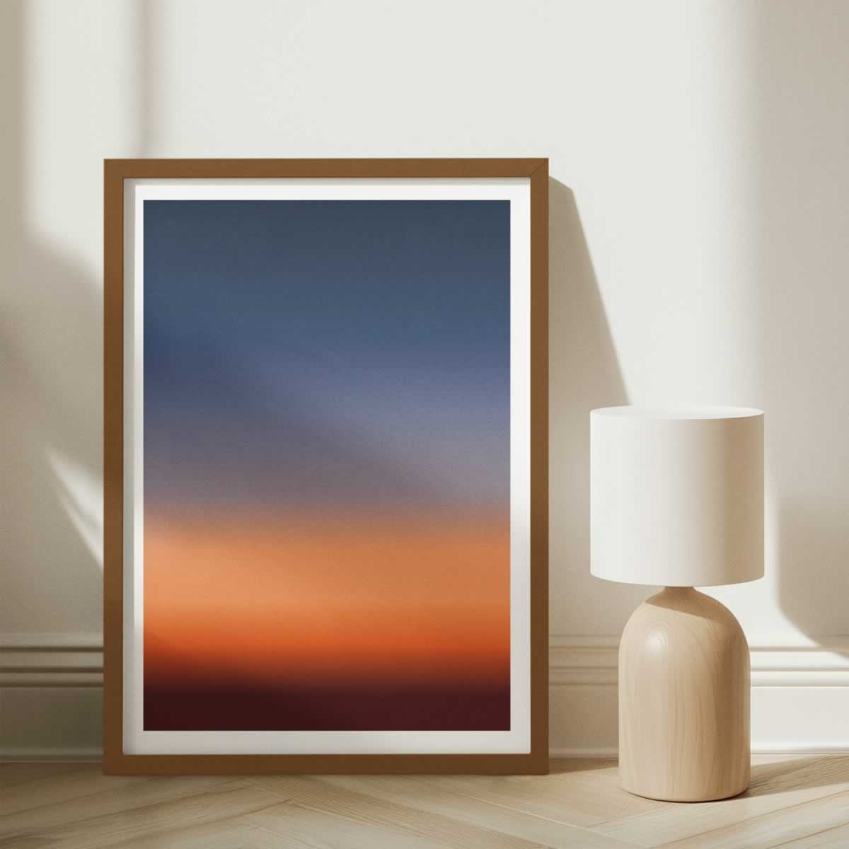 Dark Sunrise Blue Orange Gradient Print