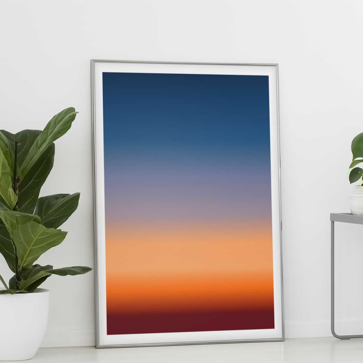 Dark Sunrise Blue Orange Gradient Poster