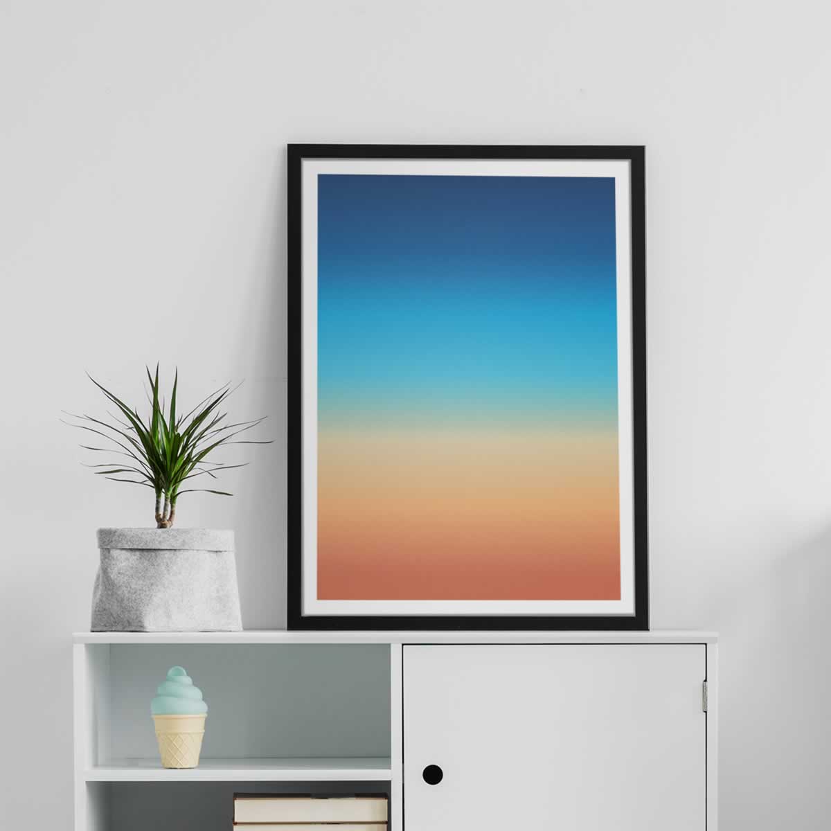 Light Sunrise Gradient Art Blue to Orange Print