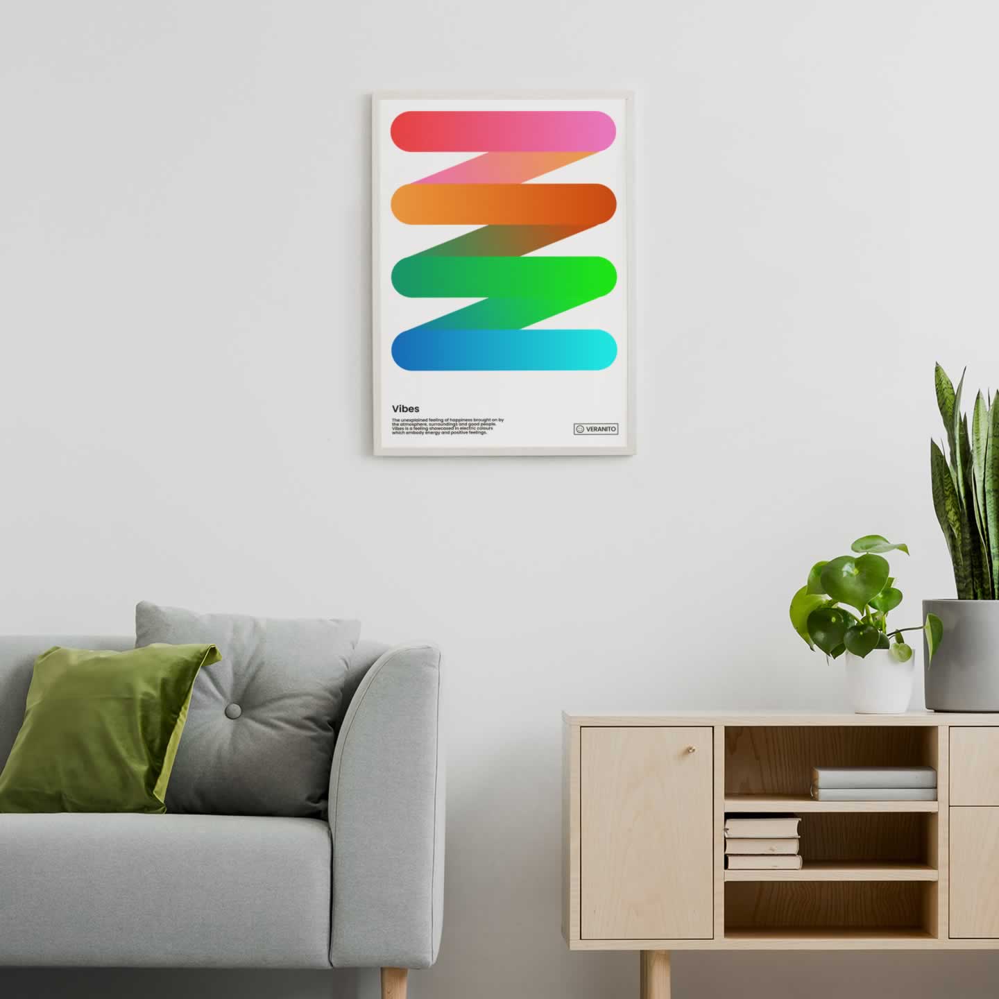 Vibes Colourful Minimalist Poster In Living Room