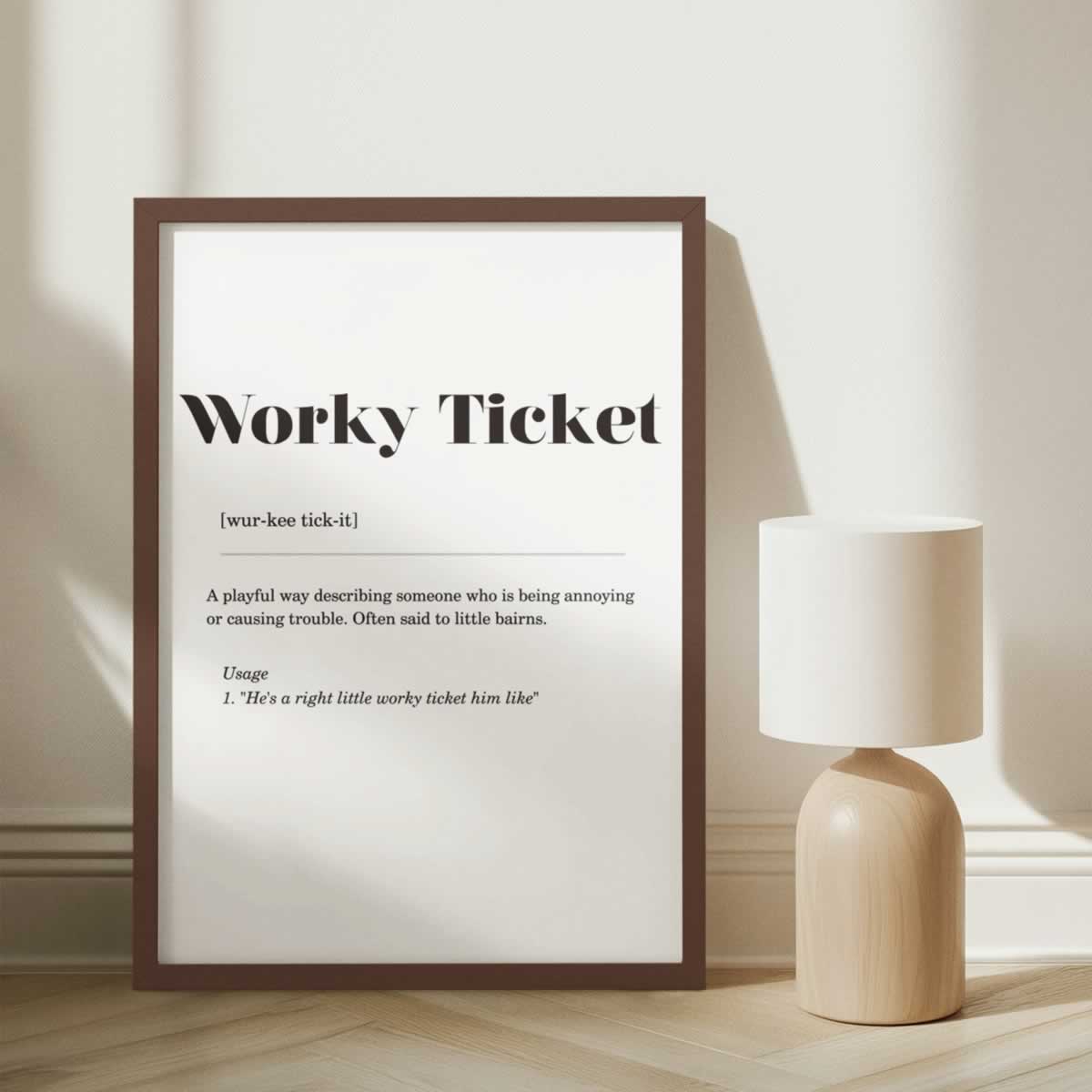 Worky Ticket Geordie Slang Wall Art Print
