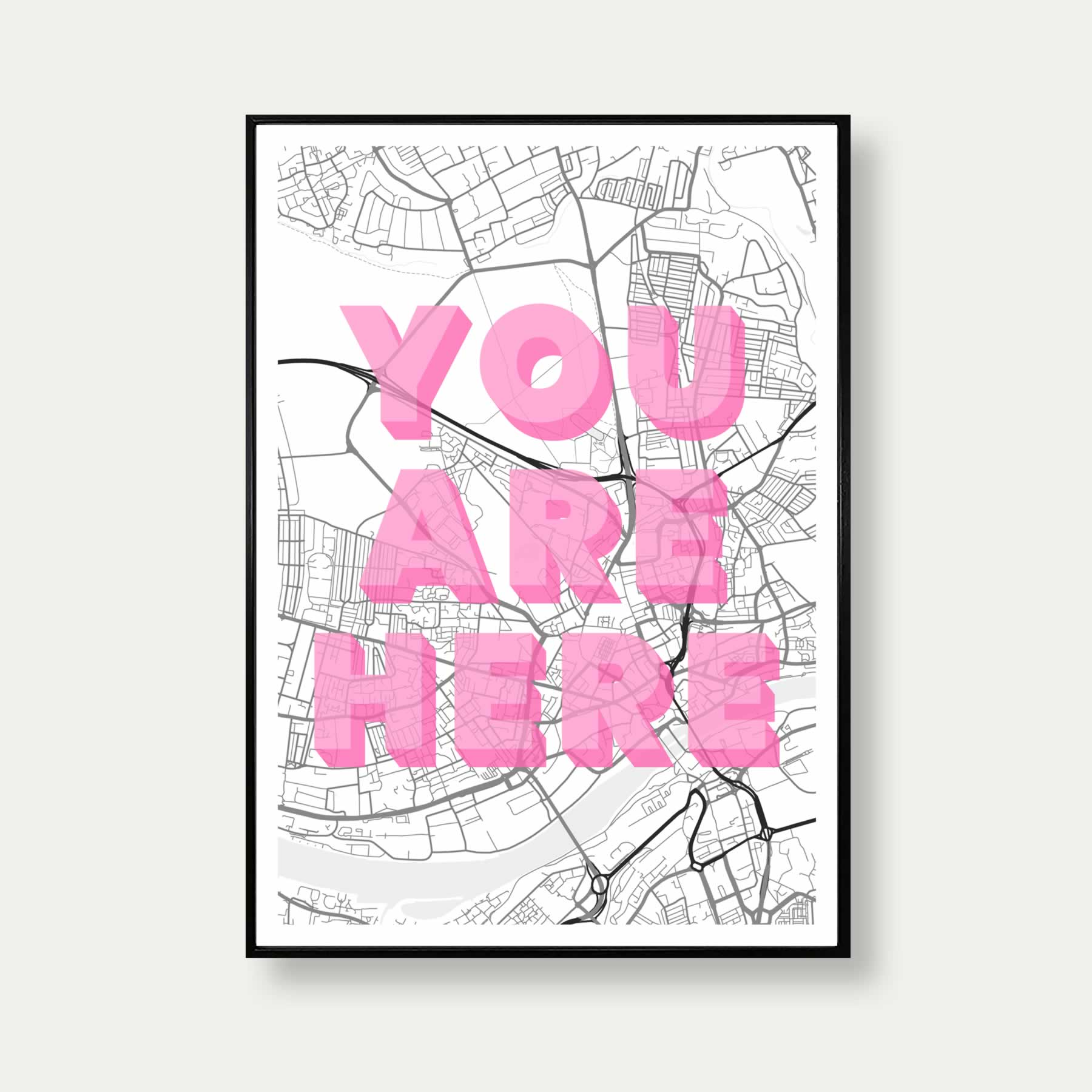 Newcastle Map Print You Are Here Poster