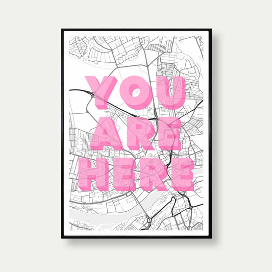 Newcastle Map Print You Are Here Poster